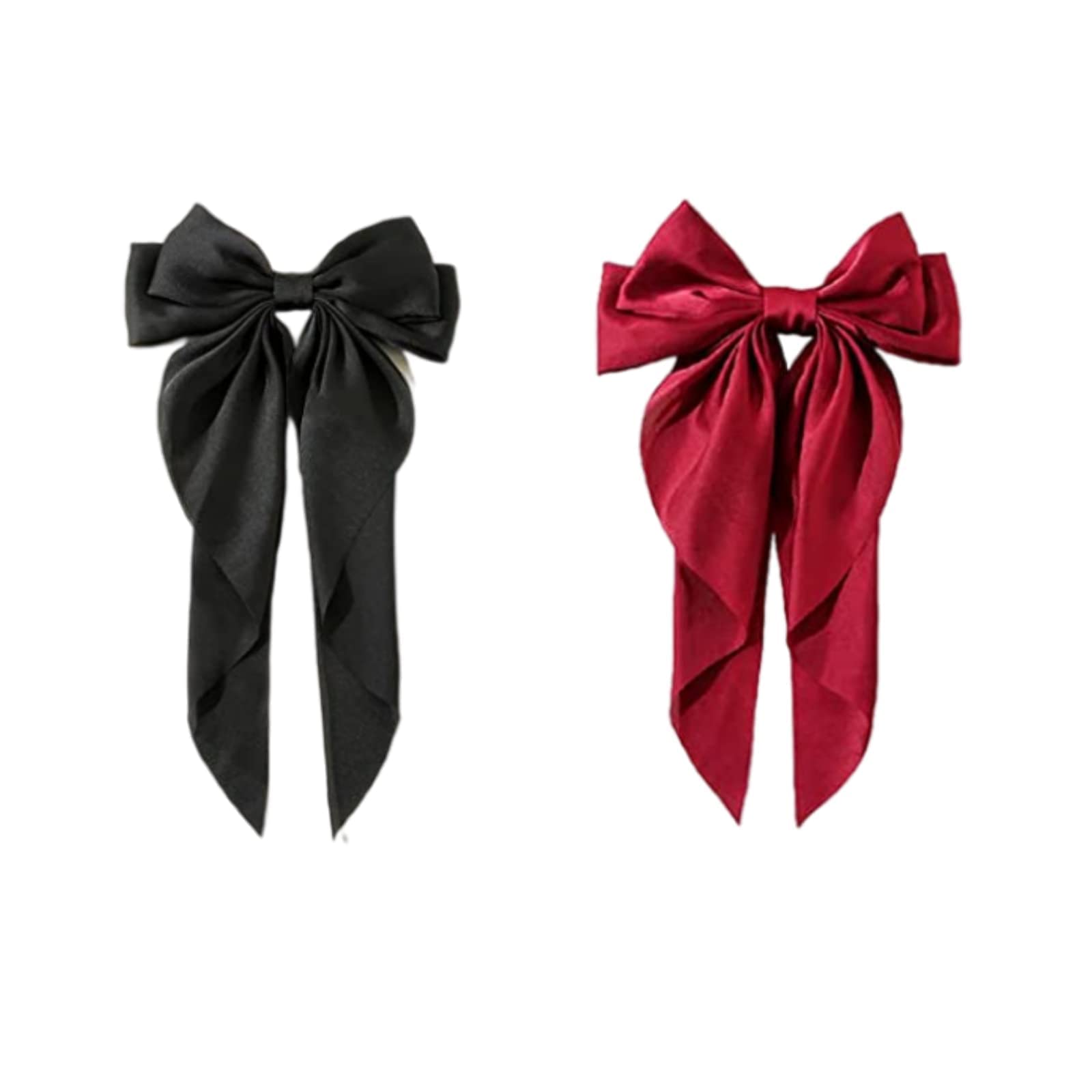 FANA 2-Piece Women's Chiffon Big Bow Hair Clips - Solid Color Ponytail Accessories for Women & Girls | Perfect for Summer Outfits, Weddings, and Daily Styling