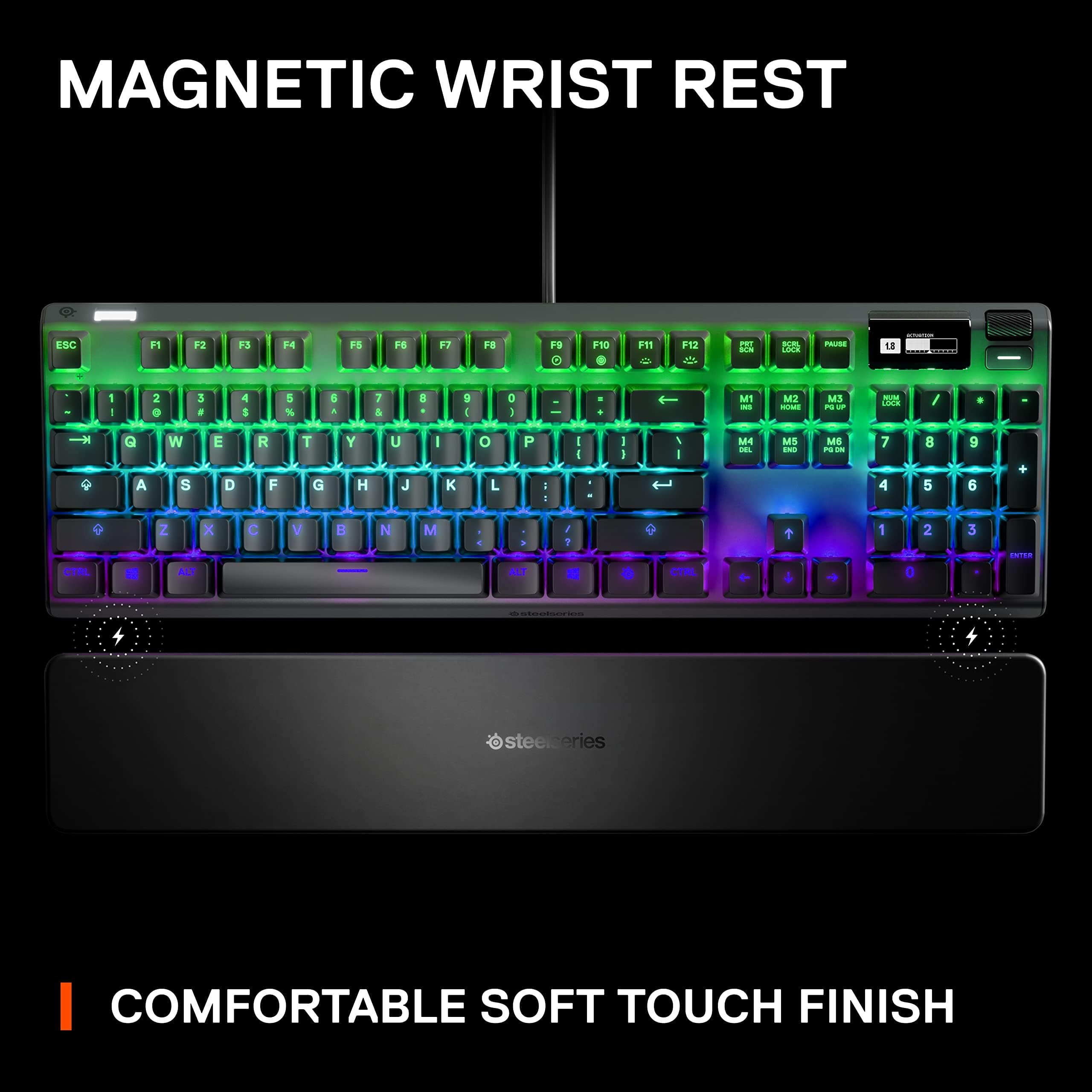 SteelSeries Apex Pro HyperMagnetic Gaming Keyboard - Adjustable Actuation, OLED Smart Display, RGB Backlit, USB Passthrough - Perfect for FPS, MOBA & Esports Gaming