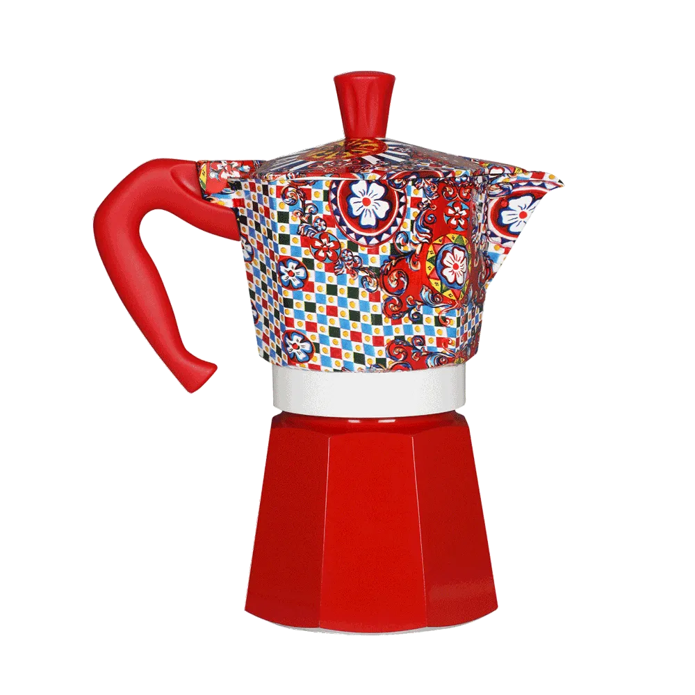 Bialetti Dolce&Gabbana Moka Express Stovetop Espresso Maker - 6 Cup Italian Coffee Machine in Sicilian Red | Perfect for Home Brewing, Gifts & Coffee Lovers