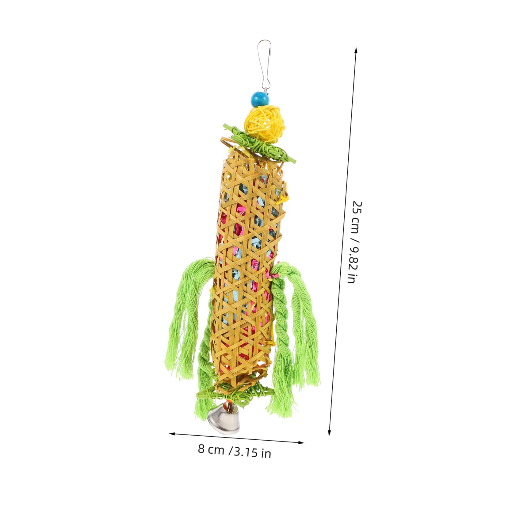 3pcs Parrot Chew Toys - Natural Wooden Skewers, Foraging Paper & Rattan Ball - Bird Molar & Shredder Toys for Parakeets, Cockatiels, Lovebirds - Perfect for Cage Hanging & Mental Stimulation