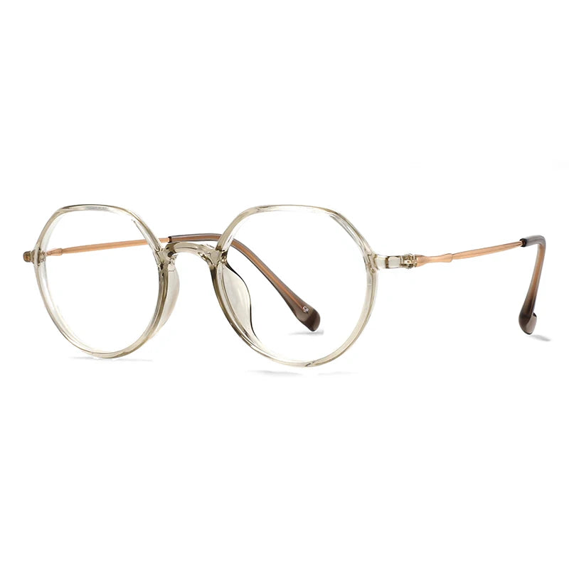 CCspace Unisex Full Rim Round TR90 Titanium Eyeglasses Frame 57100 - Lightweight & Durable for Work, Reading & Everyday Wear