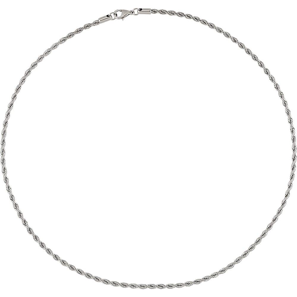 Stainless Steel 3mm Rope Chain Necklace for Men & Women - Durable Solid Metal Jewelry for Everyday Wear, Gifts & Special Occasions