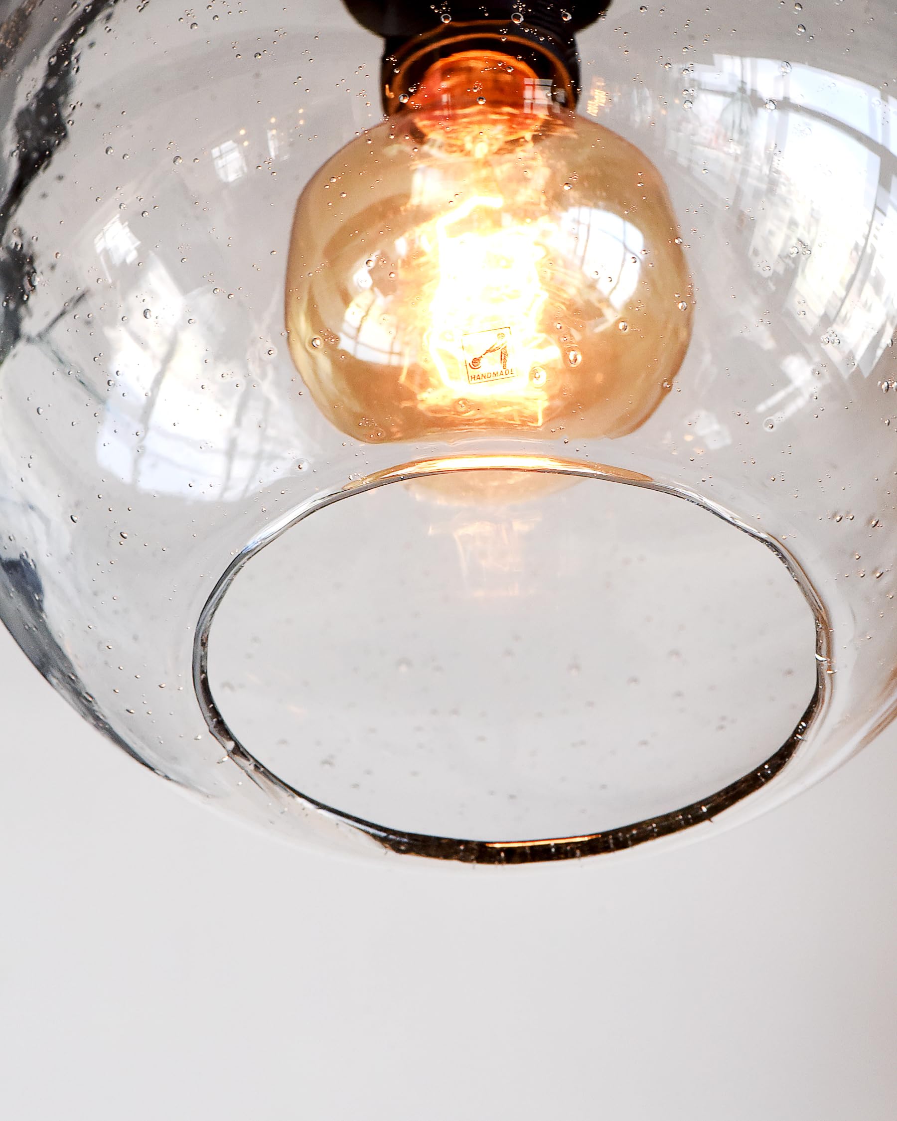 ARIAMOTION 2-Pack Modern Rustic Pendant Lights with Clear Seeded Glass - 8.7 Inch Diameter Hanging Fixtures for Kitchen Island, Dining Room, Bedroom & Bedside Lighting | Perfect for Farmhouse, Industrial & Contemporary Decor