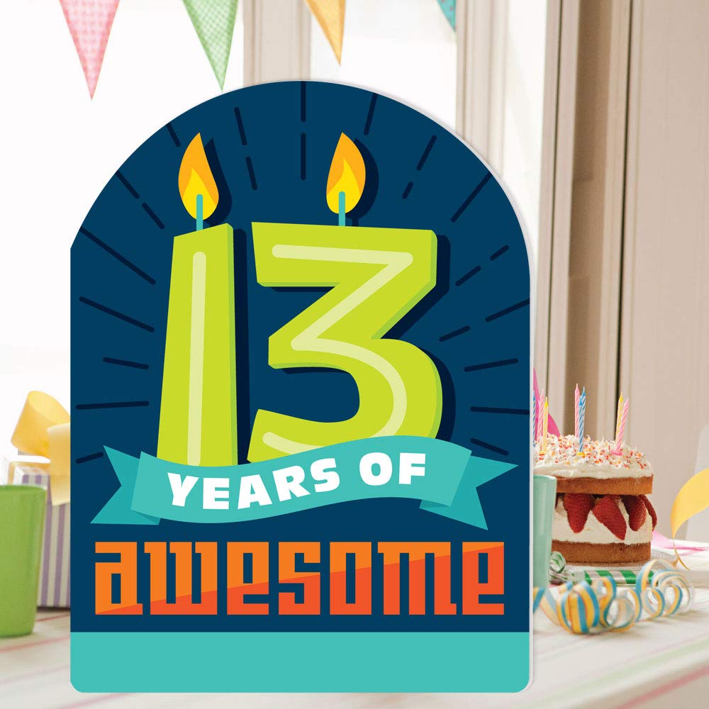 Big Dot of Happiness 13th Birthday Card for Boys - Giant 16.5x22 Inch Teen Greeting Card - Jumborific Shaped Card for Official Teenager Celebration | Perfect for Birthday Parties, Milestone Gifts & Teen Decor