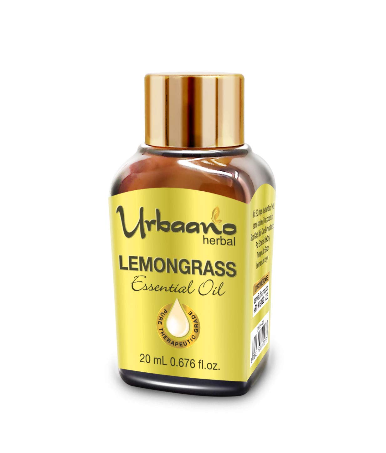 UBRAANO 100% Pure Lemongrass Essential Oil - Undiluted, Therapeutic Grade for Face, Skin & Hair Care - Aromatherapy, Massage & Relaxation - 20ml in Elegant Gift Pack