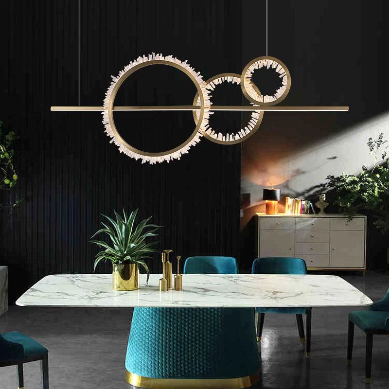 Gina Rock Crystal Gear Chandelier - Silver Finish Modern Ceiling Light Fixture for Dining Room, Living Room & Bedroom Decor
