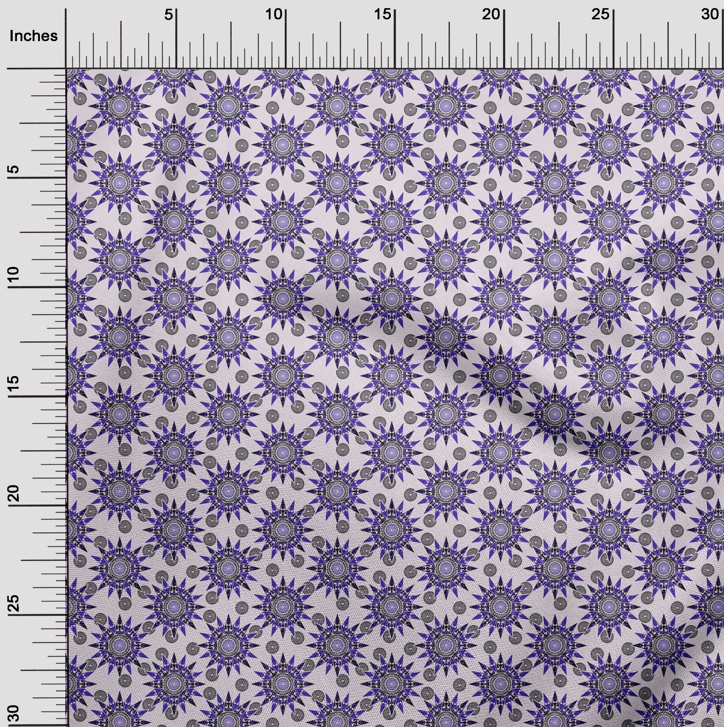 oneOone Silk Tabby Purple Fabric - 42 Inch Wide Printed Asian Block Design DIY Sewing Material by The Yard | Perfect for Clothing, Quilting & Home Decor Projects