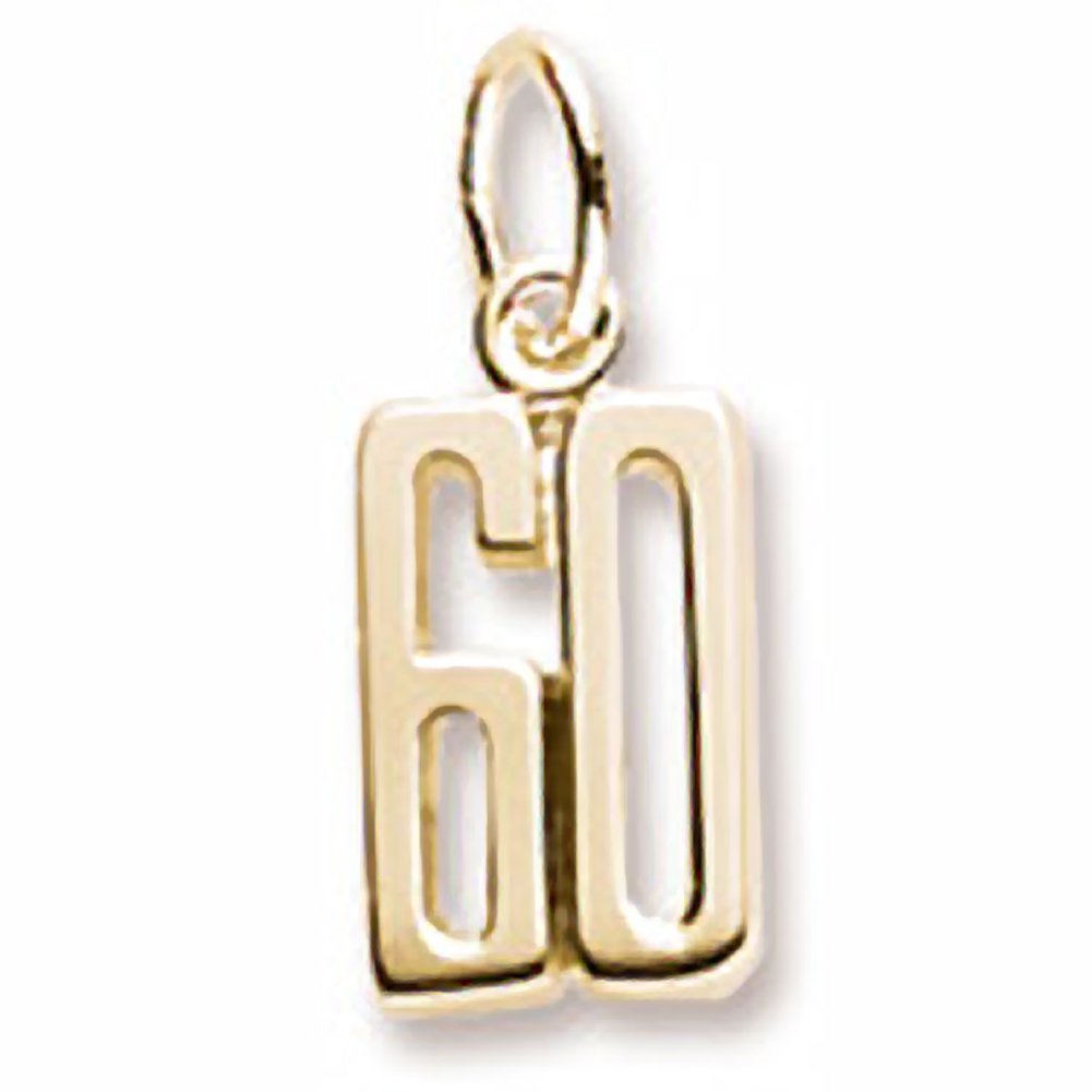 10K Yellow Gold Number 60 Charm Pendant - Elegant Jewelry for Bracelets & Necklaces - Perfect for Birthdays, Anniversaries, and Personalized Gifts
