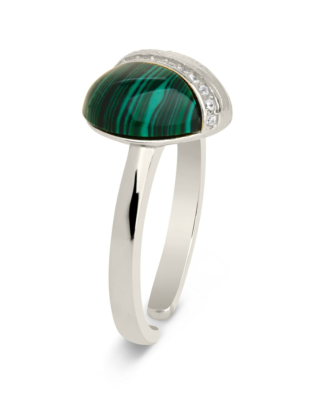Hollis Sterling Silver Malachite & CZ Heart Ring for Women - Elegant Green Gemstone Jewelry Gift for Valentine's Day, Anniversary & Special Occasions