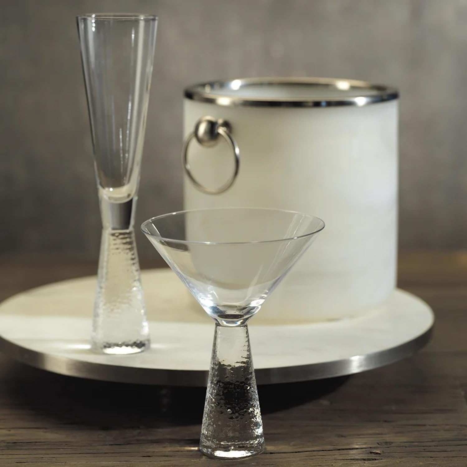 Zodax Livogno Martini Glass Set of 4 - Elegant Hammered Stem Cocktail Glasses for Martini, Cosmopolitan & Margarita - Perfect for Home Bars, Parties & Wedding Receptions