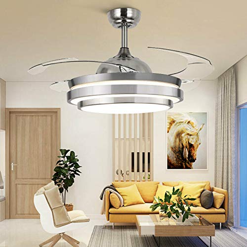 36 Inch Modern LED Ceiling Fan with Chandelier Light - Remote Control, Retractable Blades, 110V for Bedroom, Living Room & Dining Room - Energy Efficient Cooling & Stylish Lighting Solution