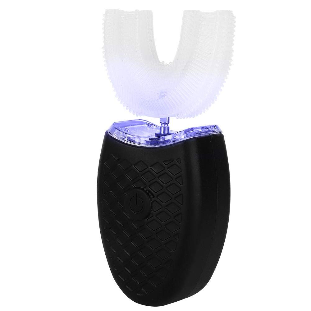 Rechargeable U-Shaped Electric Toothbrush for Adults & Kids - Sonic Cleaning, Waterproof, 4 Speed Modes (Black) | Perfect for Travel, Home & Daily Oral Care