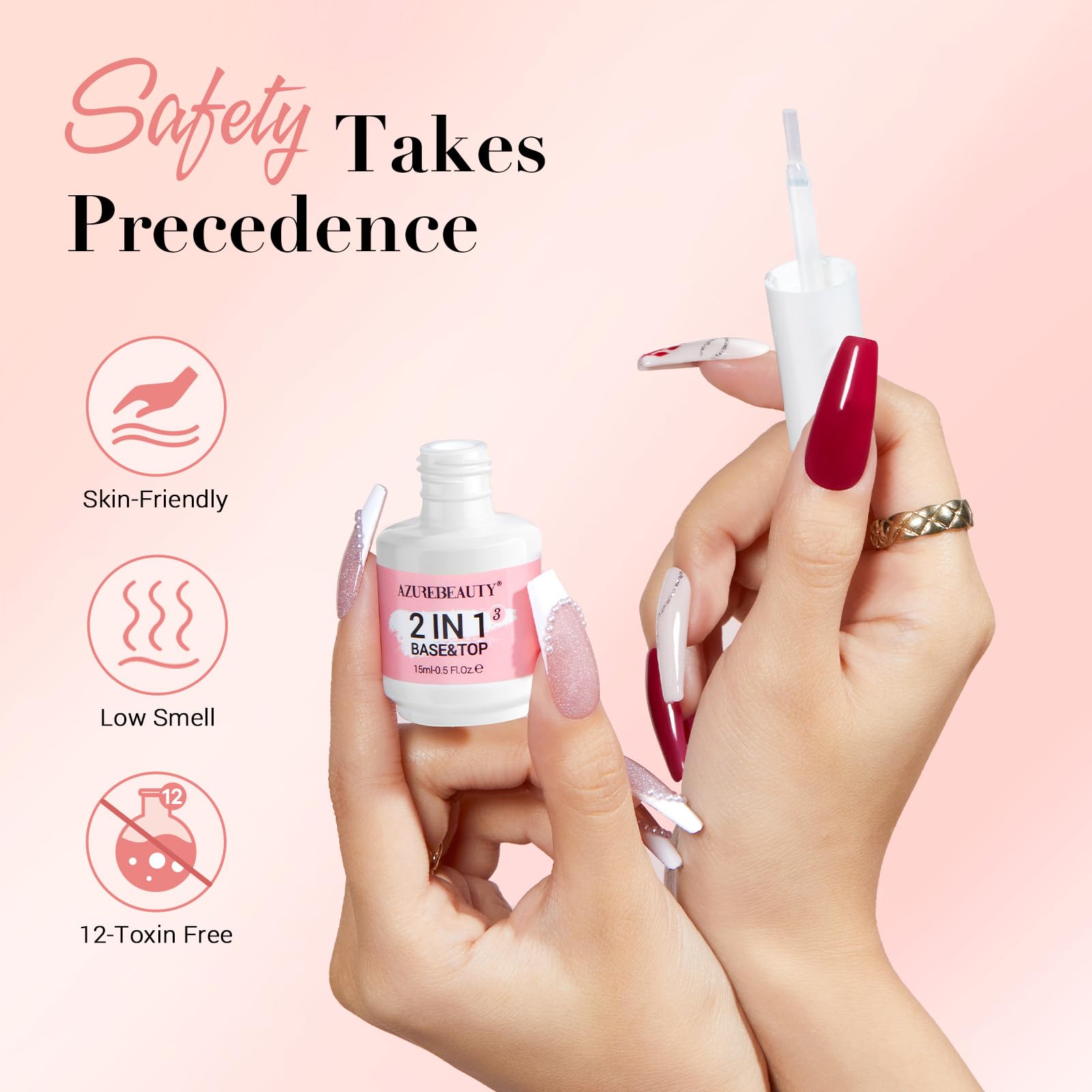 AZUREBEAUTY Dip Powder Liquid Set - 15ml/0.5oz Nail Repair Kit with Base Coat, Top Coat, Activator & Cuticle Oil - No UV Lamp Needed for Strong & Long-Lasting Dip Powder Nails - Perfect for Salon-Quality Manicures at Home or Professional Nail Art