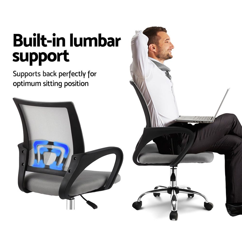 Ergonomic Mesh Office Chair with Mid Back Support - Grey - Perfect for Home Office, Gaming, and Workspace Comfort