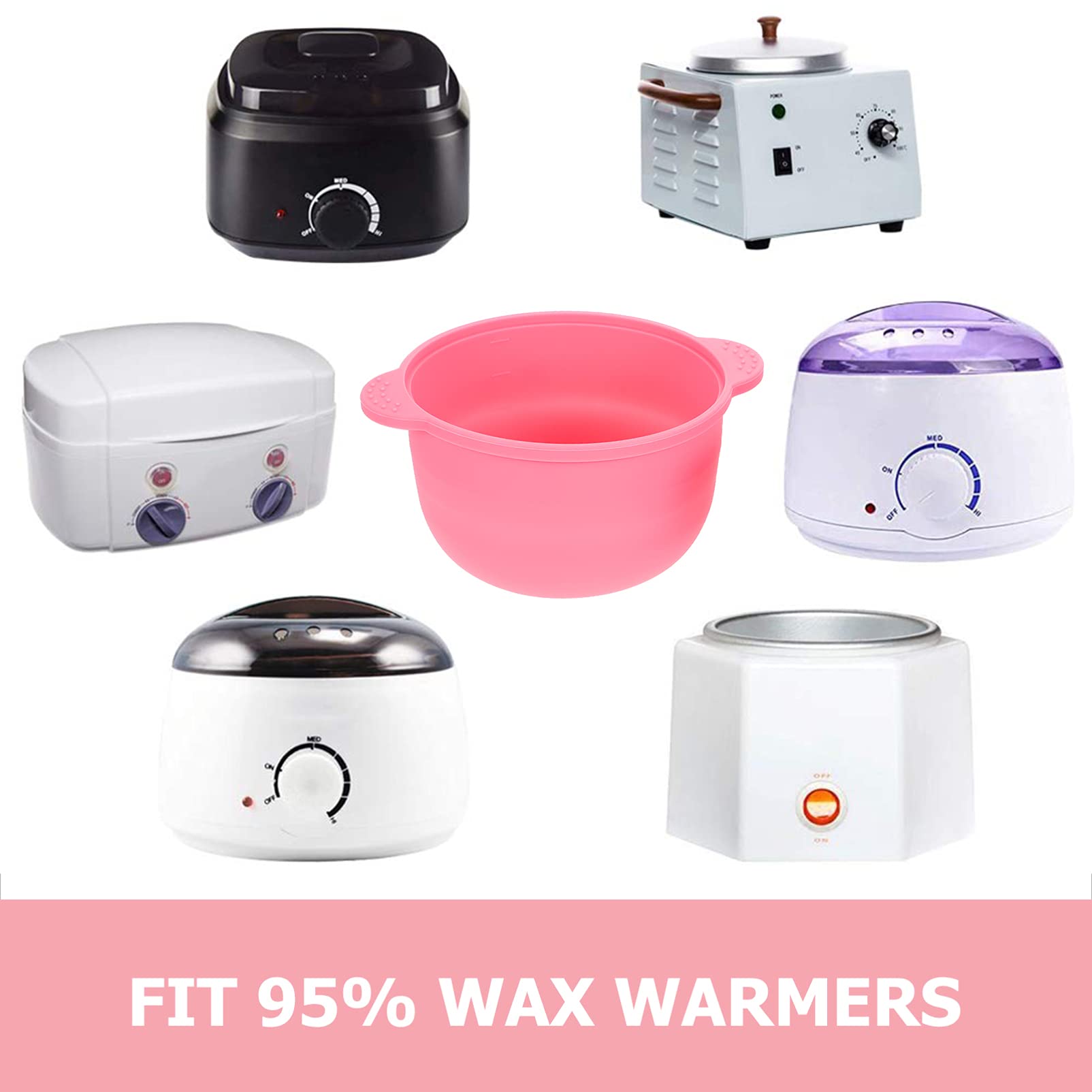 FRCOLOR 6-Piece Nonstick Wax Warmer Replacement Bowl Set - Hair Removal Waxing Kit with Folding Dye Bowls & Spatula | Perfect for Salon, Spa & At-Home Hair Removal