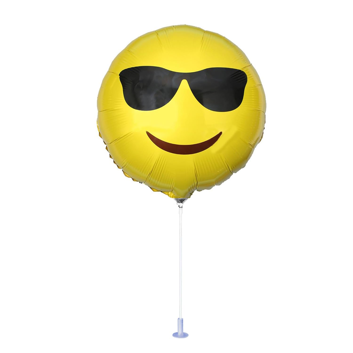 12-Pack 9-Inch Pre-Inflated PMU Emoji Balloons with Sticks (Sunglasses Style) - Perfect for Birthday Parties, Baby Showers & Celebrations