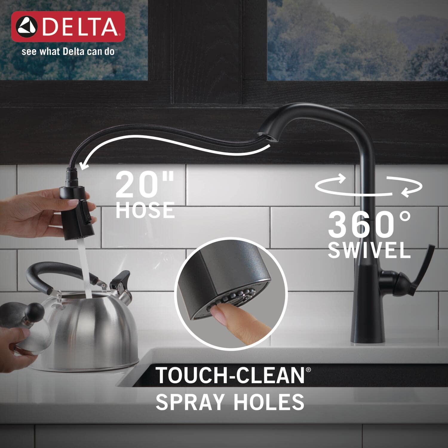Stryke Matte Black Kitchen Faucet with Pull Down Sprayer & Magnetic Docking - Includes Soap Dispenser (Model 9176-BL-DST) - Perfect for Modern Farmhouse & Contemporary Kitchen Upgrades