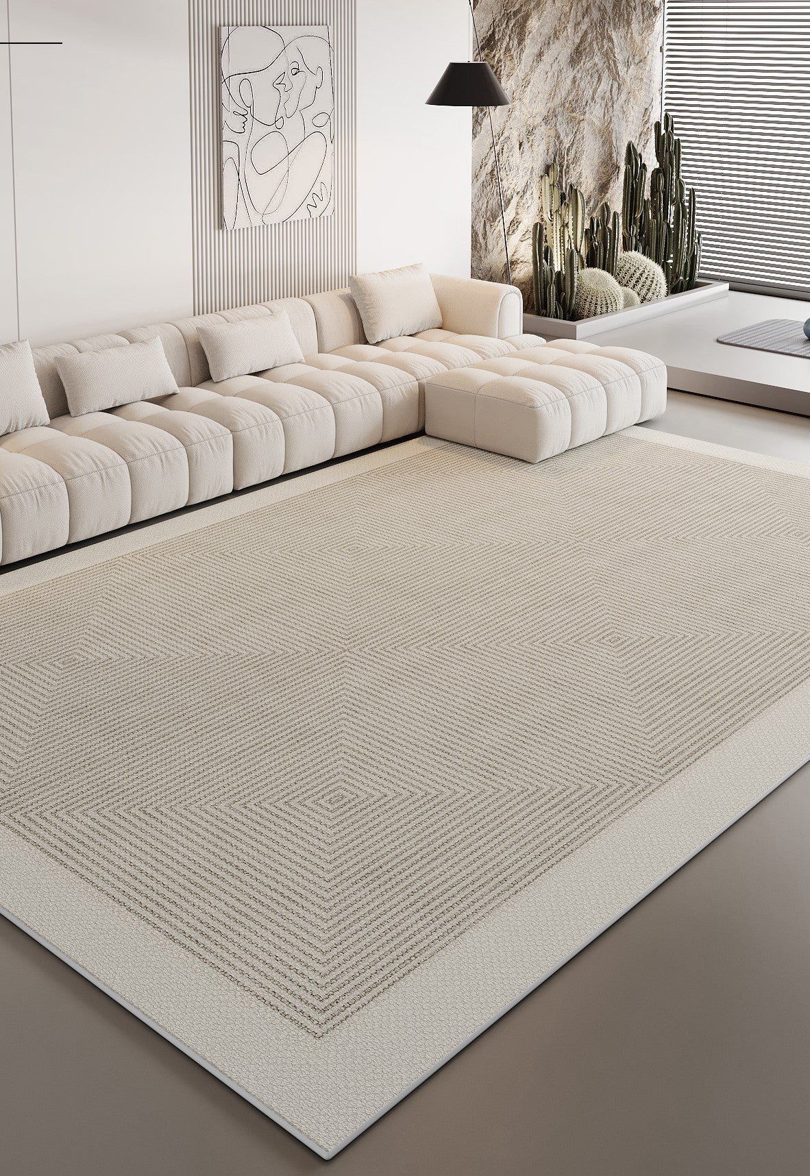 Modern Geometric Area Rugs - Large Contemporary Floor Carpets for Living Room, Bedroom & Dining Room - Soft Non-Slip Home Decor for Cozy Spaces
