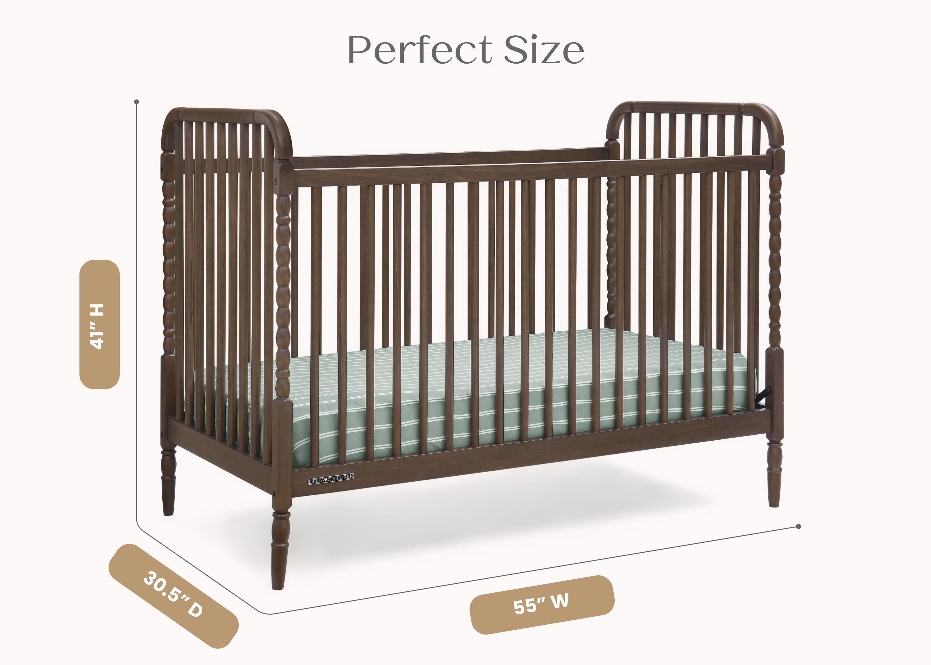 Serena 4-in-1 Convertible Baby Crib - Toddler Bed, Daybed & Full-Size Bed Frame - Nursery Furniture for Boys & Girls - Perfect for Newborns to Teens Bedroom
