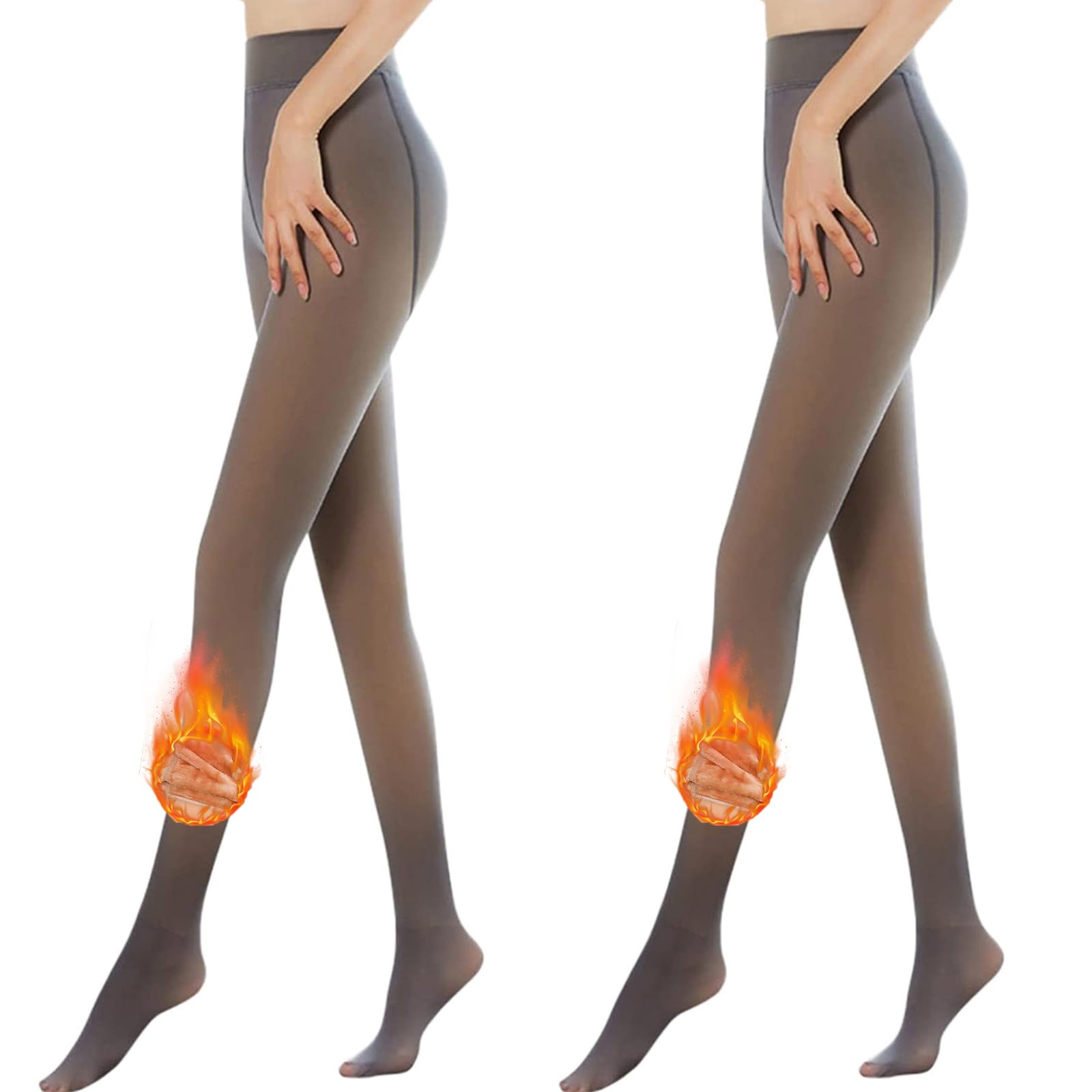 Women's Fleece Lined Tights - 2 Pairs Thermal Opaque Stockings with High Waist & Stretchy Fabric | Warm Winter Leggings for Cold Weather, Outdoor Activities & Layering Under Dresses