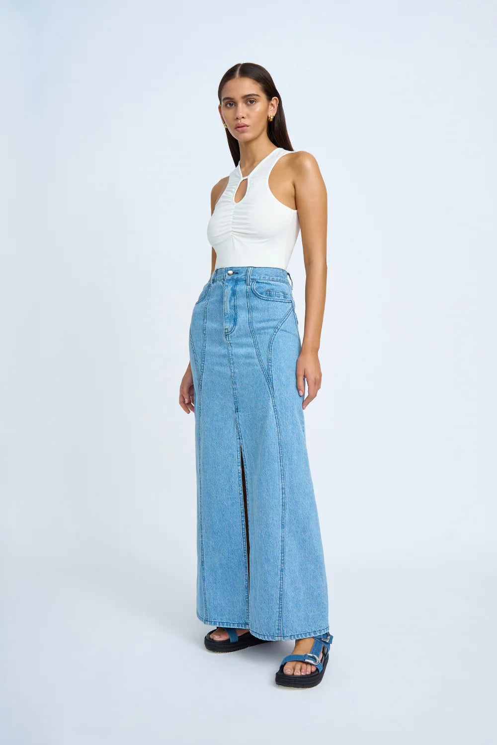 Blue Jean Beauty A-Line Skirt for Women | High Waist Denim Skirt | Casual & Chic Style | Perfect for Office, Date Night & Everyday Wear