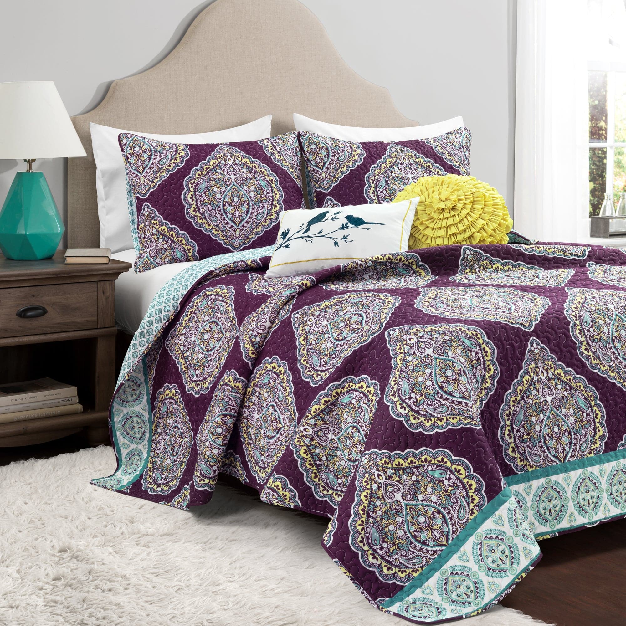 Harley 5-Piece Quilt Set Queen Size - Soft Bedding Comforter Set with Pillow Shams - Perfect for Cozy Bedrooms & Guest Rooms