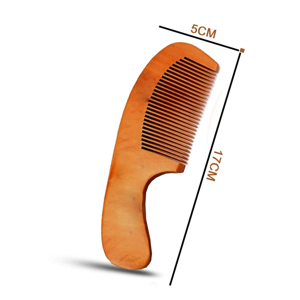 **Tandem Wood Hair Combs for Curly Hair - Anti-Static Wooden Comb with Rounded Handle for Men, Women & Kids (17cm x 5cm) - Perfect for Detangling, Styling & Travel**