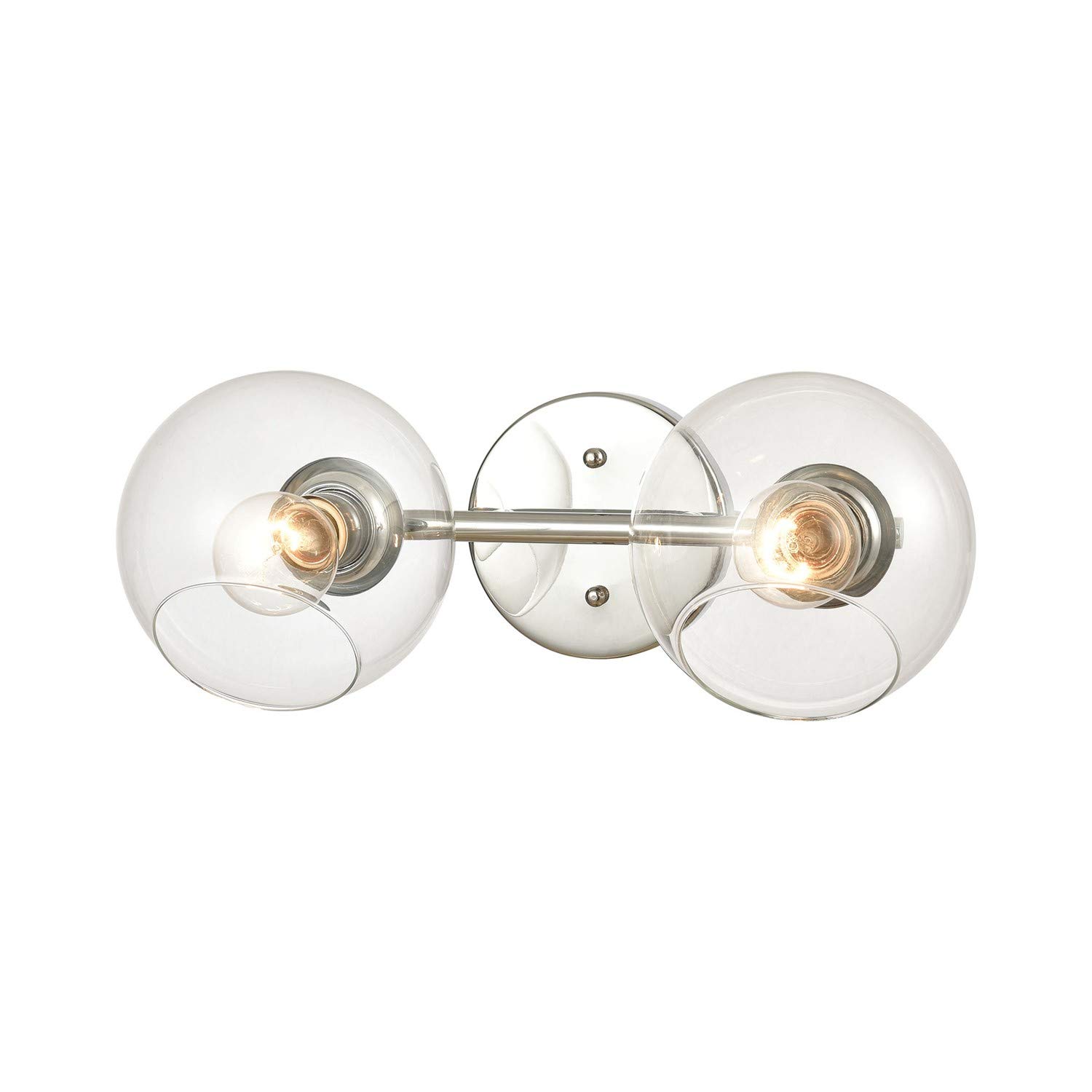 Claro 2-Light Bathroom Vanity Light Fixture - Polished Chrome Finish with Clear Glass Shades - Perfect for Modern Bathroom & Powder Room Lighting