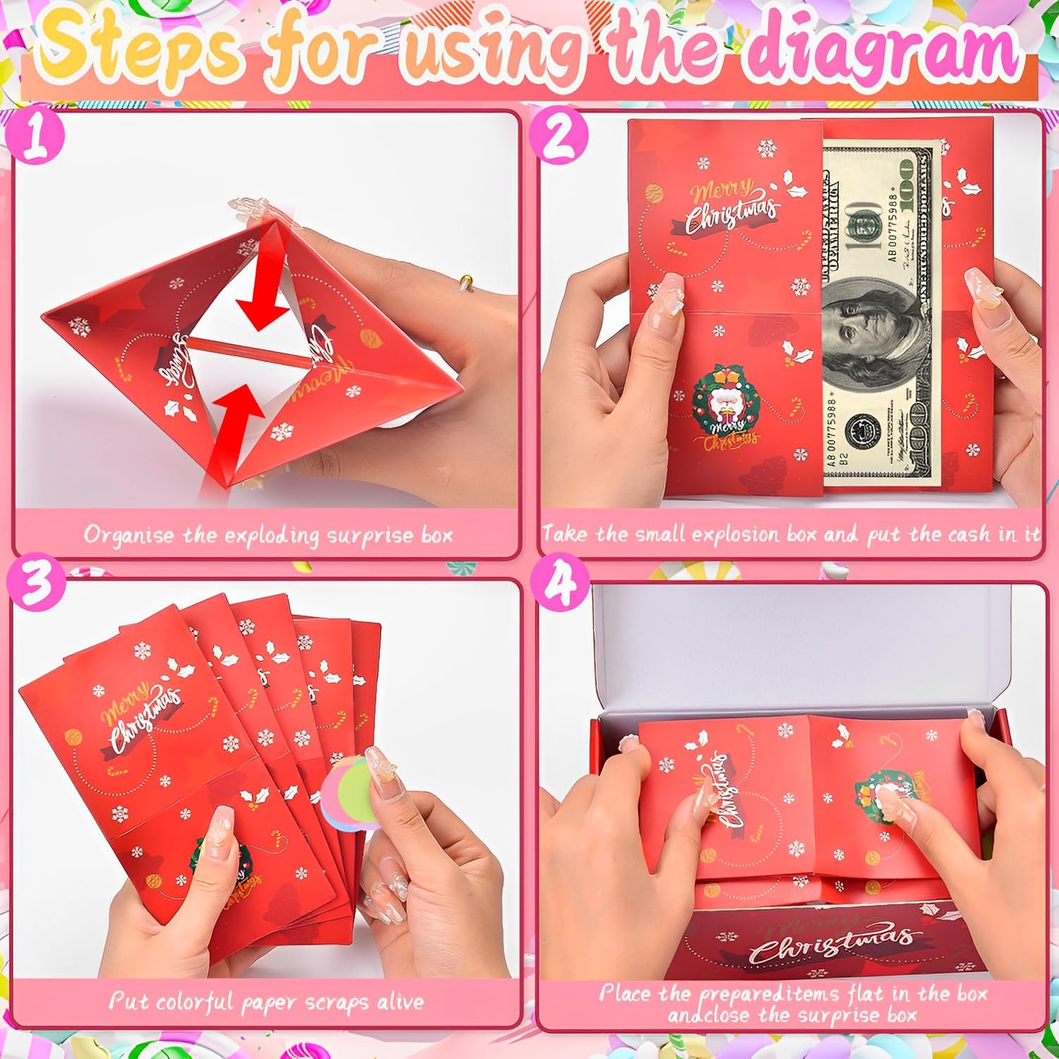 Pop Up Money Gift Box - Unique Folding Bouncing Cash Box for Birthday, Wedding & Christmas - Creative Cash Gift Idea with Surprise Explosion Effect - Perfect for Money Gifts, Graduation & Special Occasions