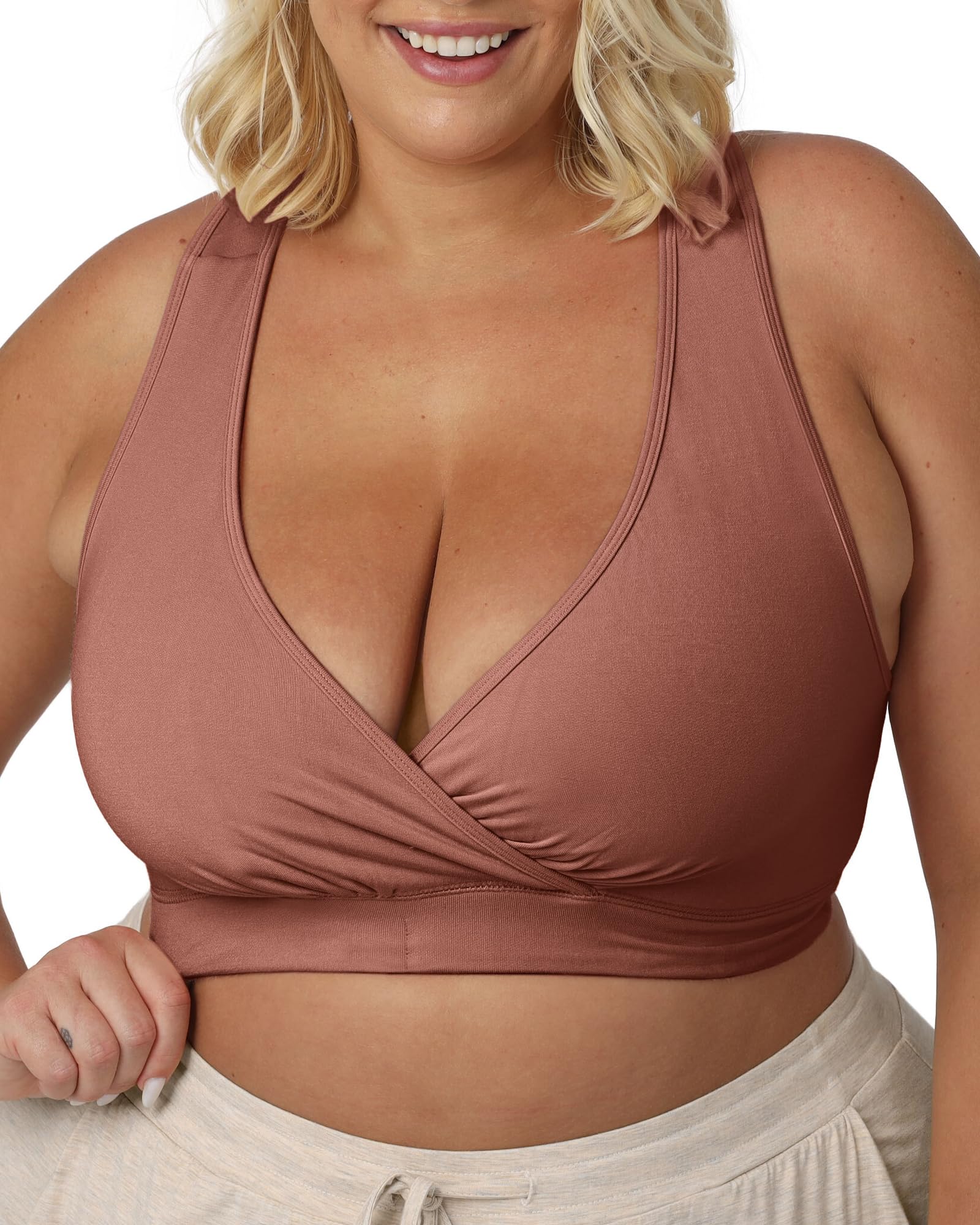 Kindred Bravely French Terry Racerback Nursing Sleep Bra - Ultra Soft Maternity & Breastfeeding Bra for Comfortable Nighttime Nursing and Lounging | Perfect for New Moms, Postpartum Recovery and 24/7 Wear