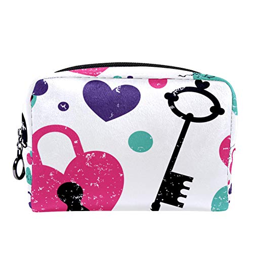 Waterproof Love Lock & Key Cosmetic Bag for Women - Travel Makeup Organizer, Toiletry Pouch for Gym, Vacation, and Daily Essentials Storage