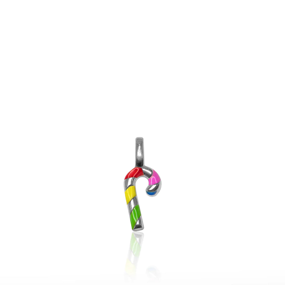 Alex Woo Rainbow Enamel Mini Additions Candy Cane Charm Pendant - Dainty Jewelry Gift for Women, Perfect for Christmas, Valentine's Day & Everyday Wear