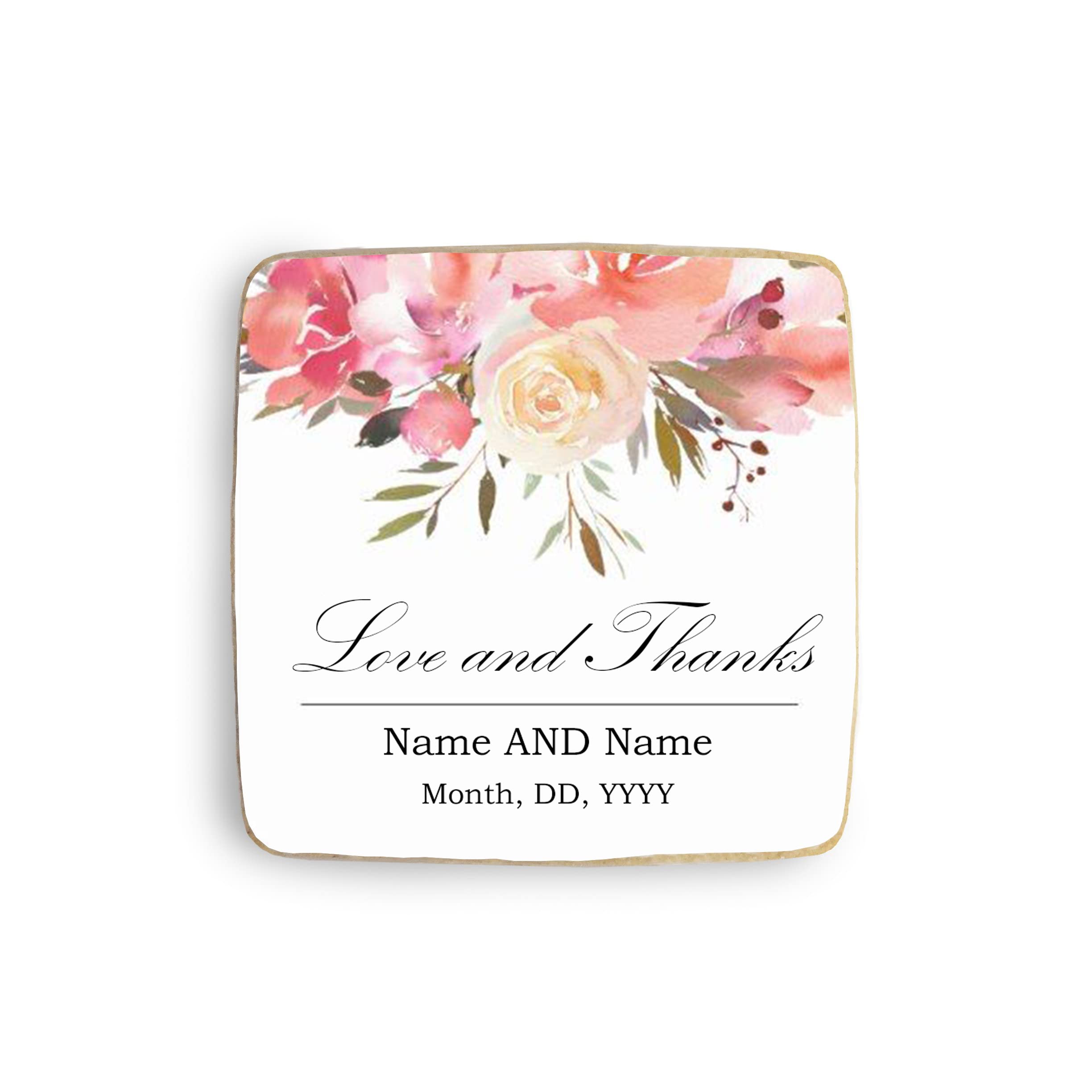 Custom Square Wedding Party Cookies - 4 Pack with Personalized Photo Decorations (Design #4) - Perfect for Wedding Favors, Bridal Showers & Anniversary Celebrations
