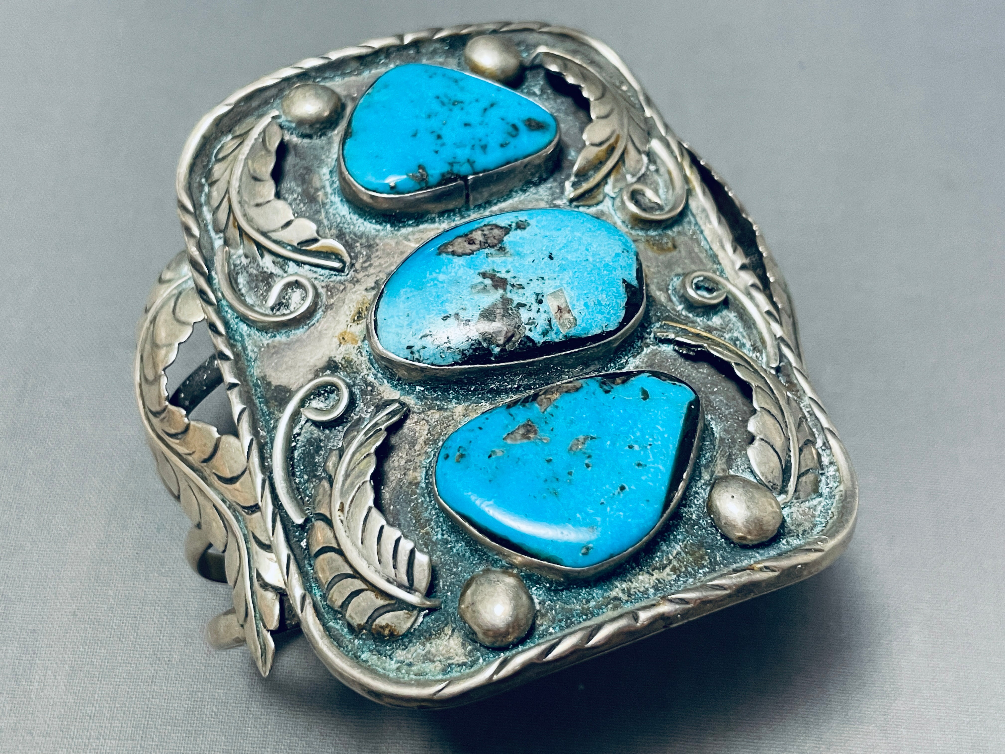 101 Gram Large Wrist Vintage Native American Navajo Turquoise Sterling Silver Bracelet for Men - Perfect for Western Fashion, Boho Style & Gift Giving