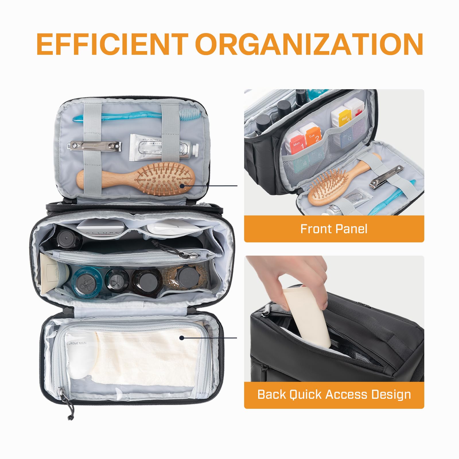 Everfun Compact Travel Toiletry Bag for Men & Women - Water-Resistant Shaving Dopp Kit & Makeup Organizer with Wet/Dry Compartments - Perfect for Airplane Carry-On, Gym, Camping & Business Trips