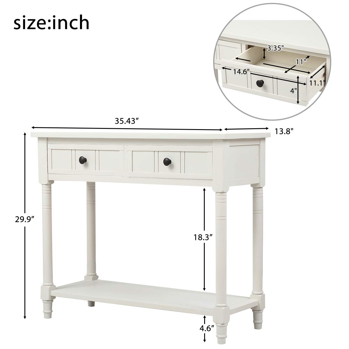Merax Wooden Console Table - Entryway Sofa Table with Storage Shelf, Modern Sideboard for Living Room, Hallway & Bedroom - Perfect for Home Decor & Organization
