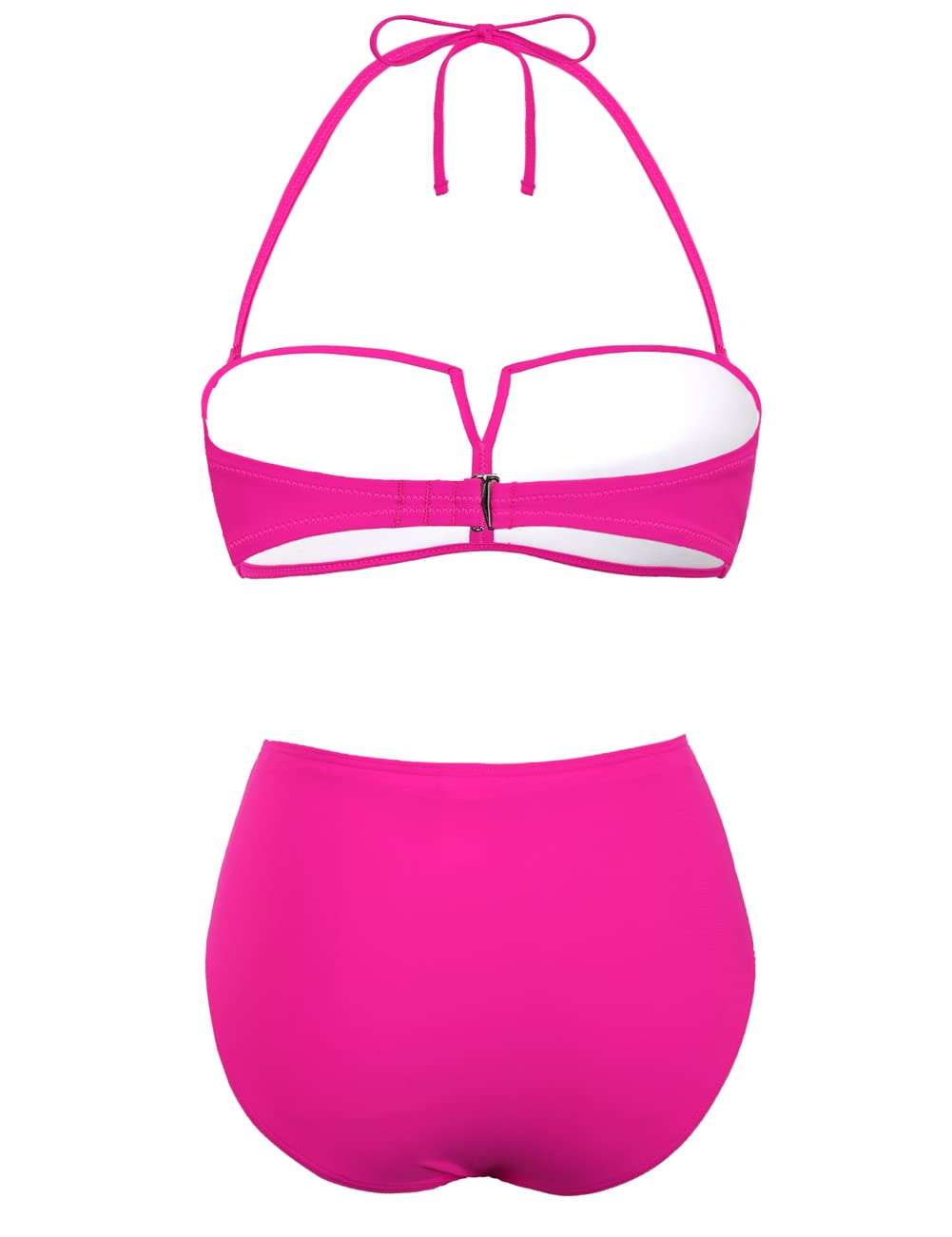 Hilor Women's Retro High Waisted Bikini Set - Strap Bandeau Two Piece Bathing Suit with Push Up for Sexy Summer Swimwear | Beach Vacation, Pool Party, Tropical Getaway