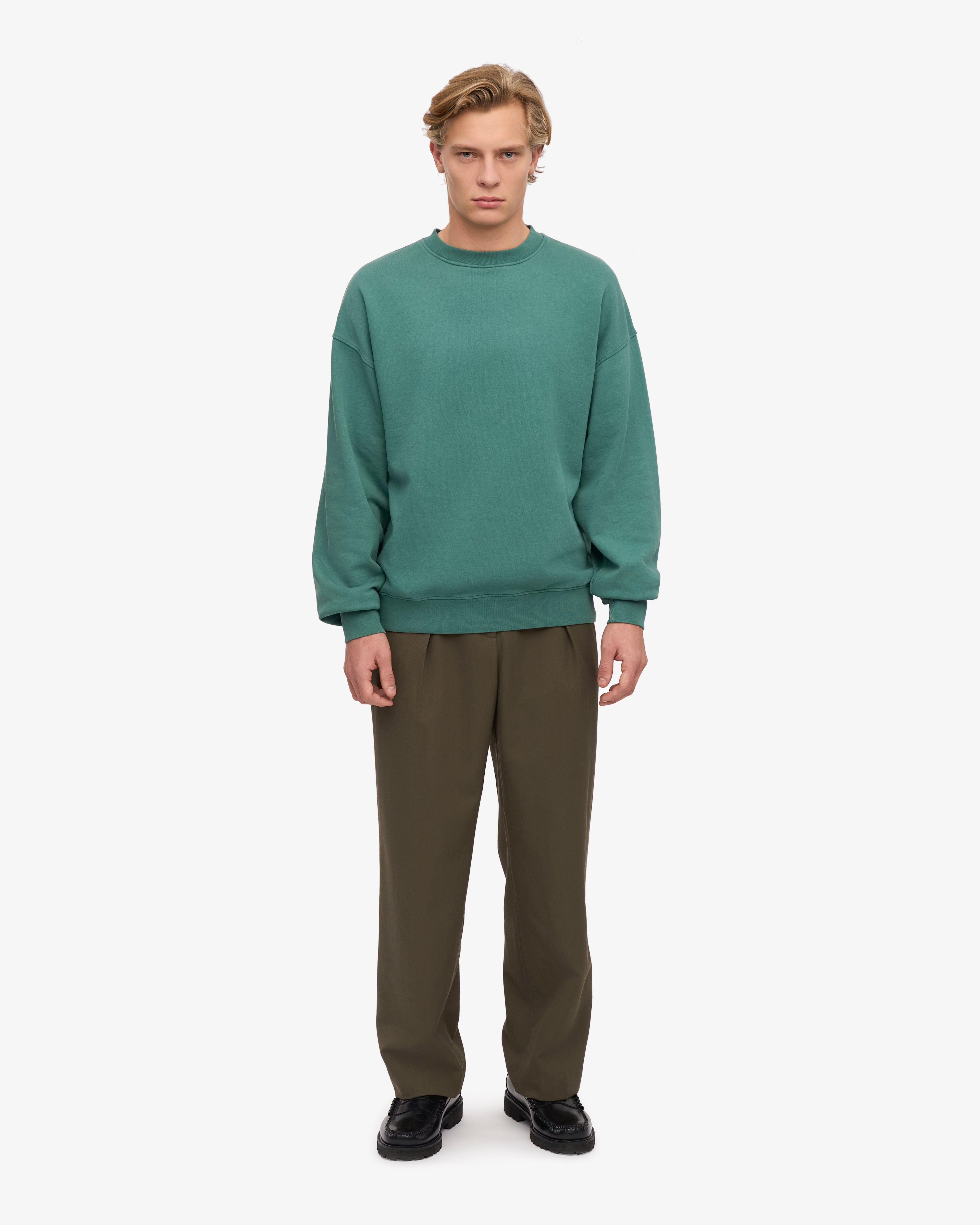 Organic Oversized Crewneck Sweatshirt for Women - Soft & Comfortable Pine Green Pullover - Perfect for Casual Wear, Lounge & Street Style