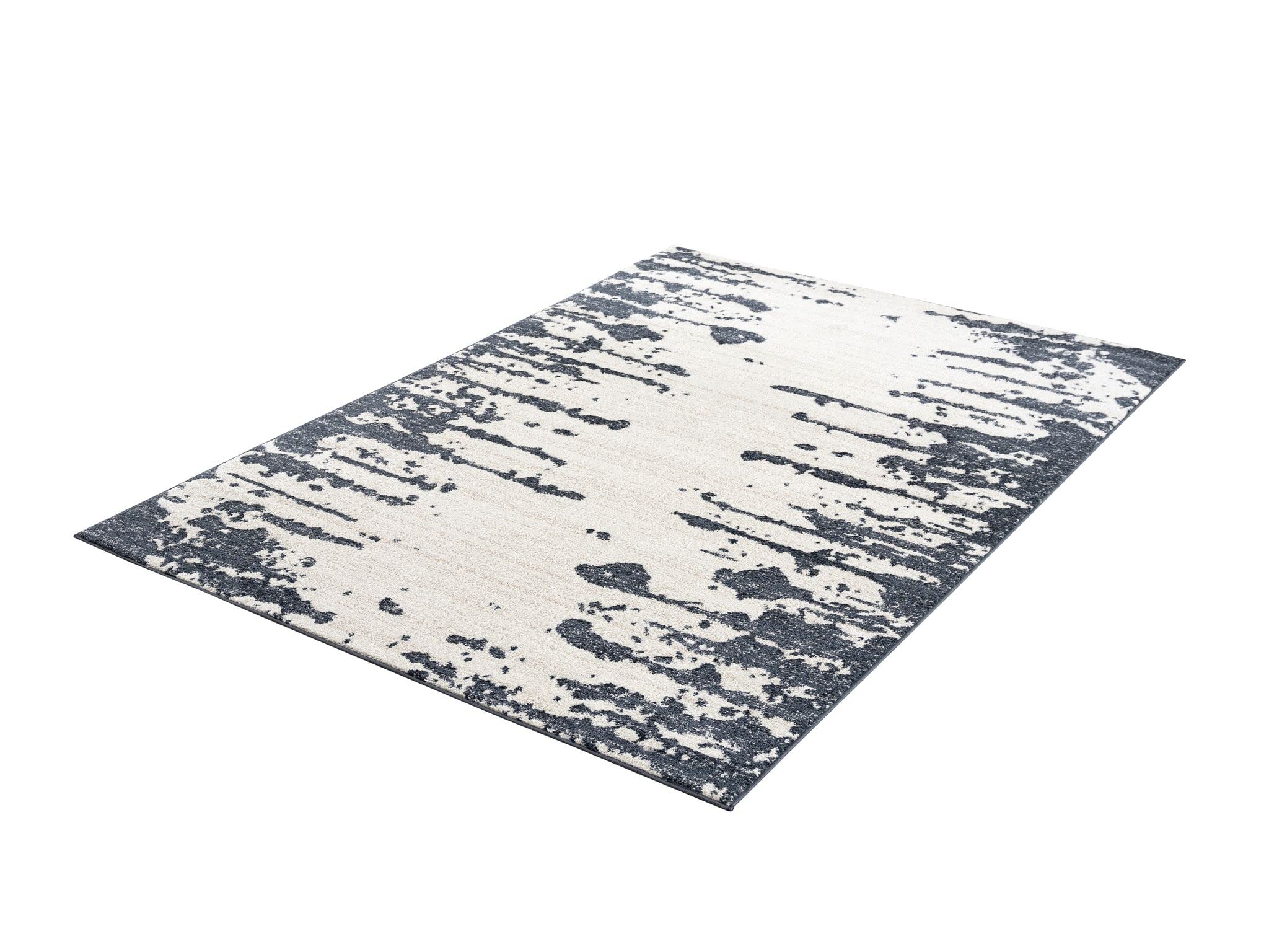 Abani Modern Ink Splatter Design Cream & Black Area Rug 7'9
