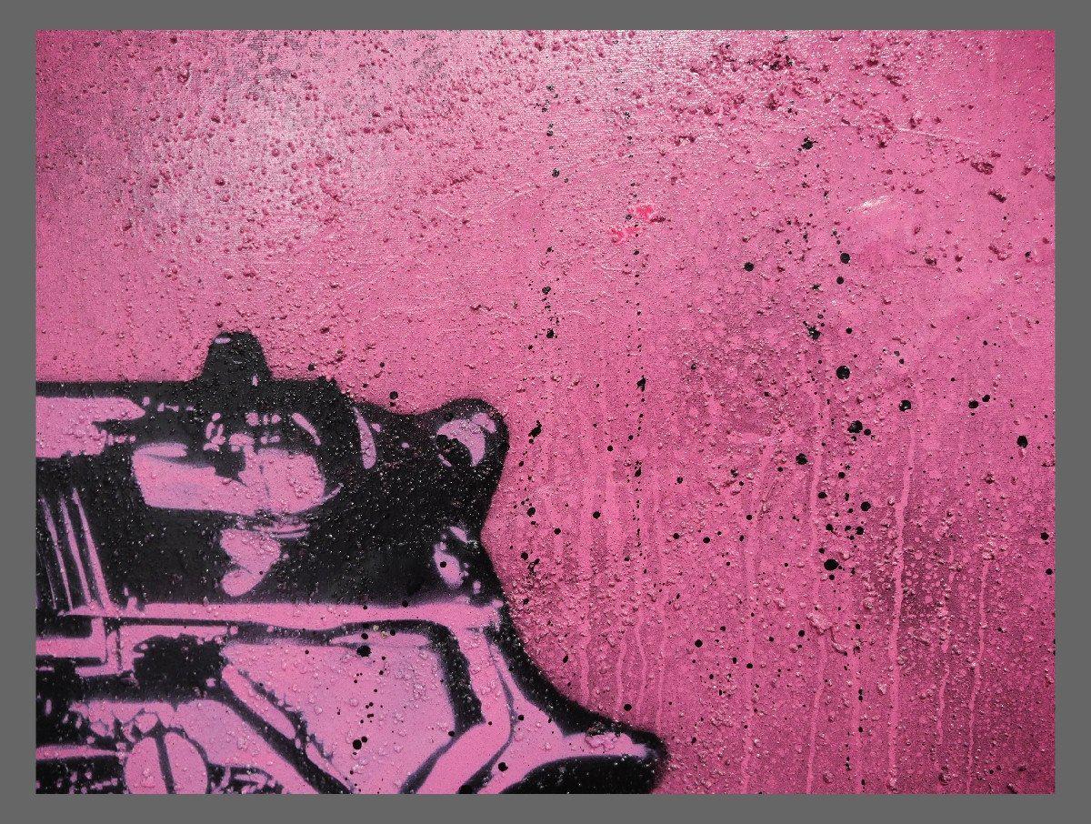 Bang Bang Warhol Two 140cm x 100cm Guns Pink Pop Art Canvas Print - Andy Warhol Inspired Wall Decor for Living Room, Bedroom & Office