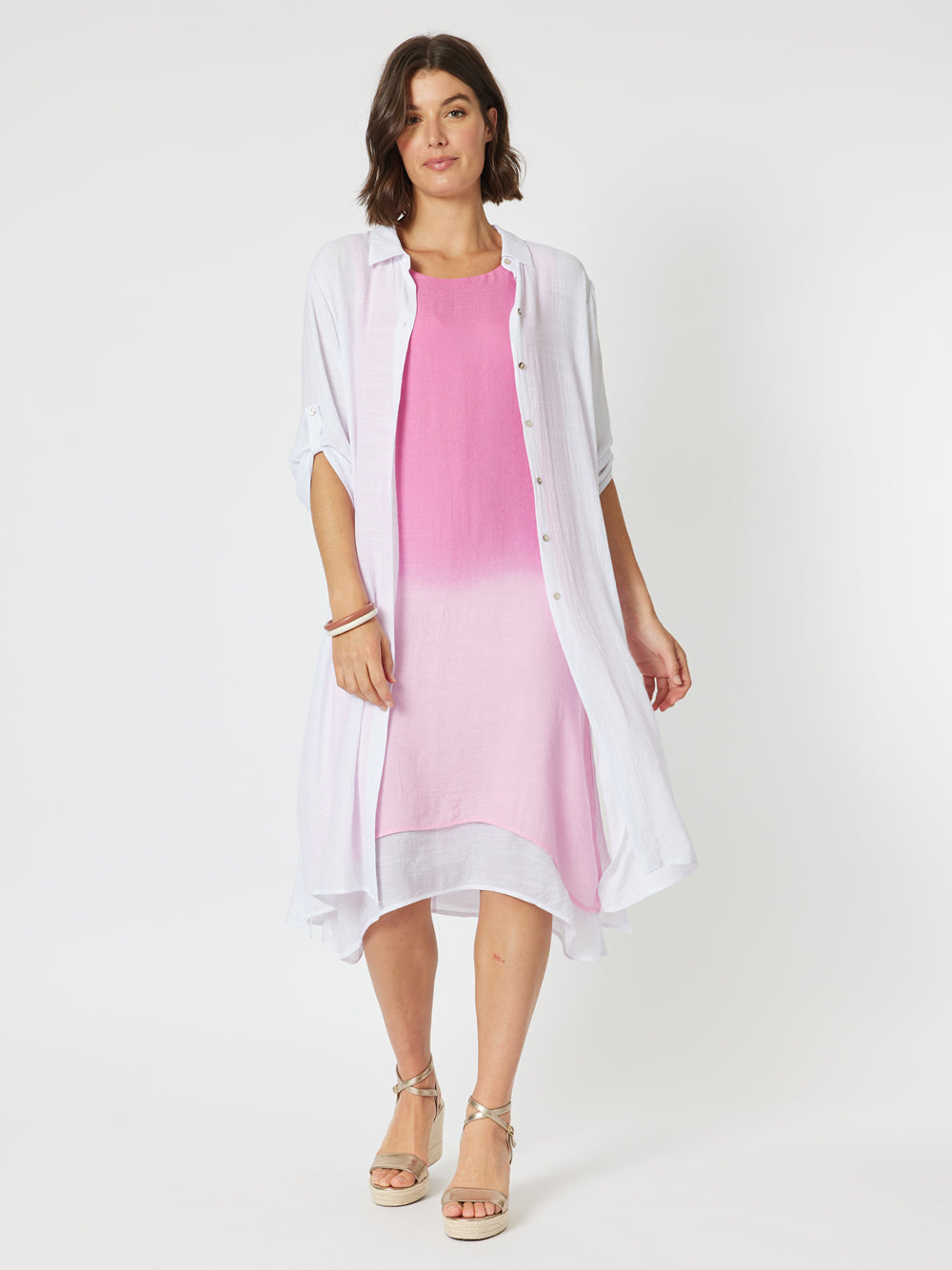 Clarity Long Duster Shirt for Women - White Oversized Button Down Shirt | Casual Loose Fit Tunic Top for Layering, Beach Cover Up & Everyday Wear