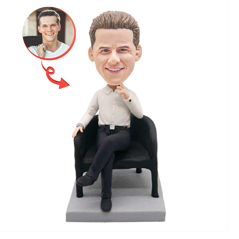 Custom Male Office Boss Bobblehead - Personalized Executive Desk Decor for Corporate Gifts, Office Decorations & Retirement Presents | Perfect for Work Anniversaries, Promotions & Boss's Day