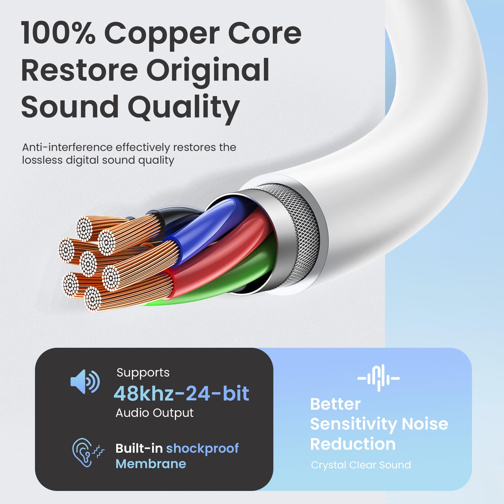 Premium Wired Earbuds with Microphone - 3.5mm Jack In-Ear Headphones, Noise Cancelling, Powerful Bass & Clear Treble - Ideal for Gym, Commuting & Office Use (Pure White)