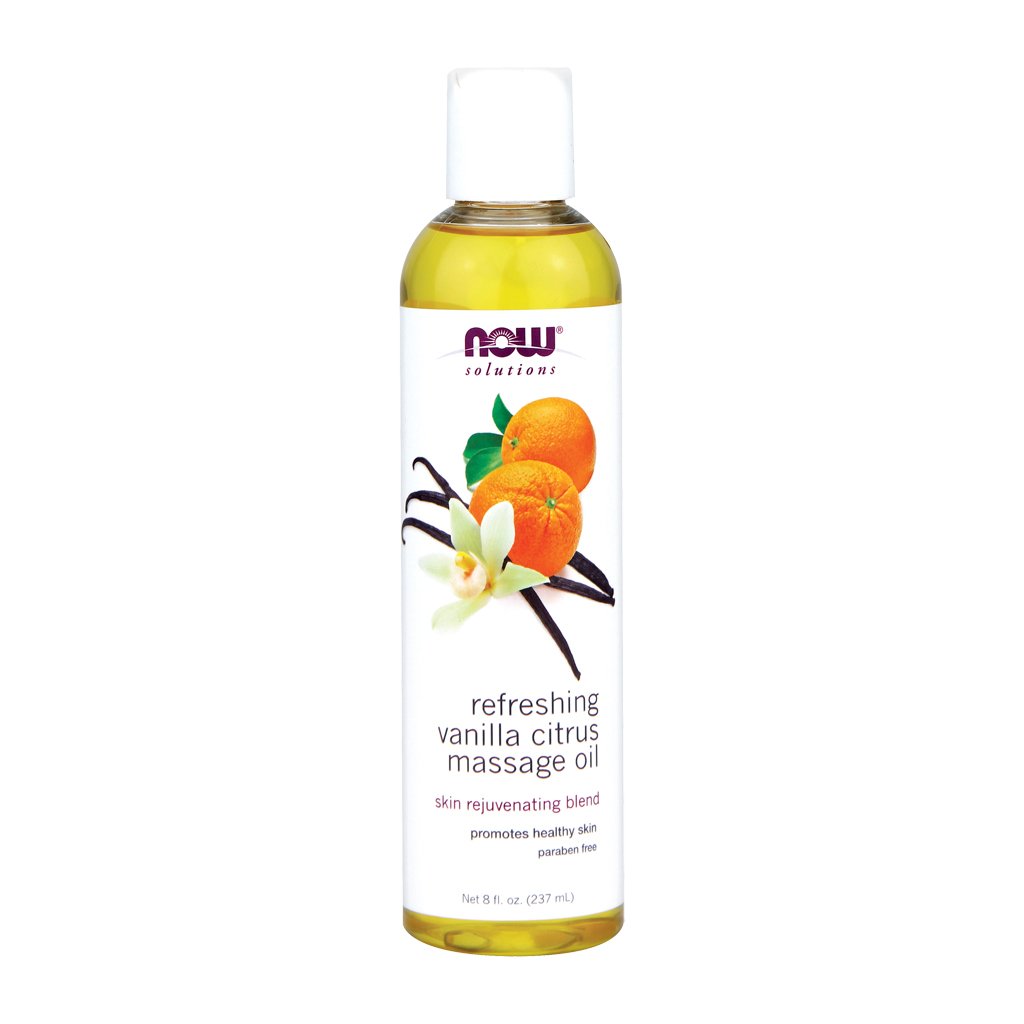 Now Foods Refreshing Vanilla Citrus Massage Oil 8oz (12 Pack) - Aromatherapy Relaxation & Couples Massage Gift Set for Spa, Yoga & Stress Relief