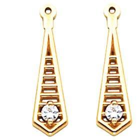 14K Yellow Gold Round Diamond Drop Earring Jackets - Elegant & Timeless Jewelry for Weddings, Parties & Special Occasions