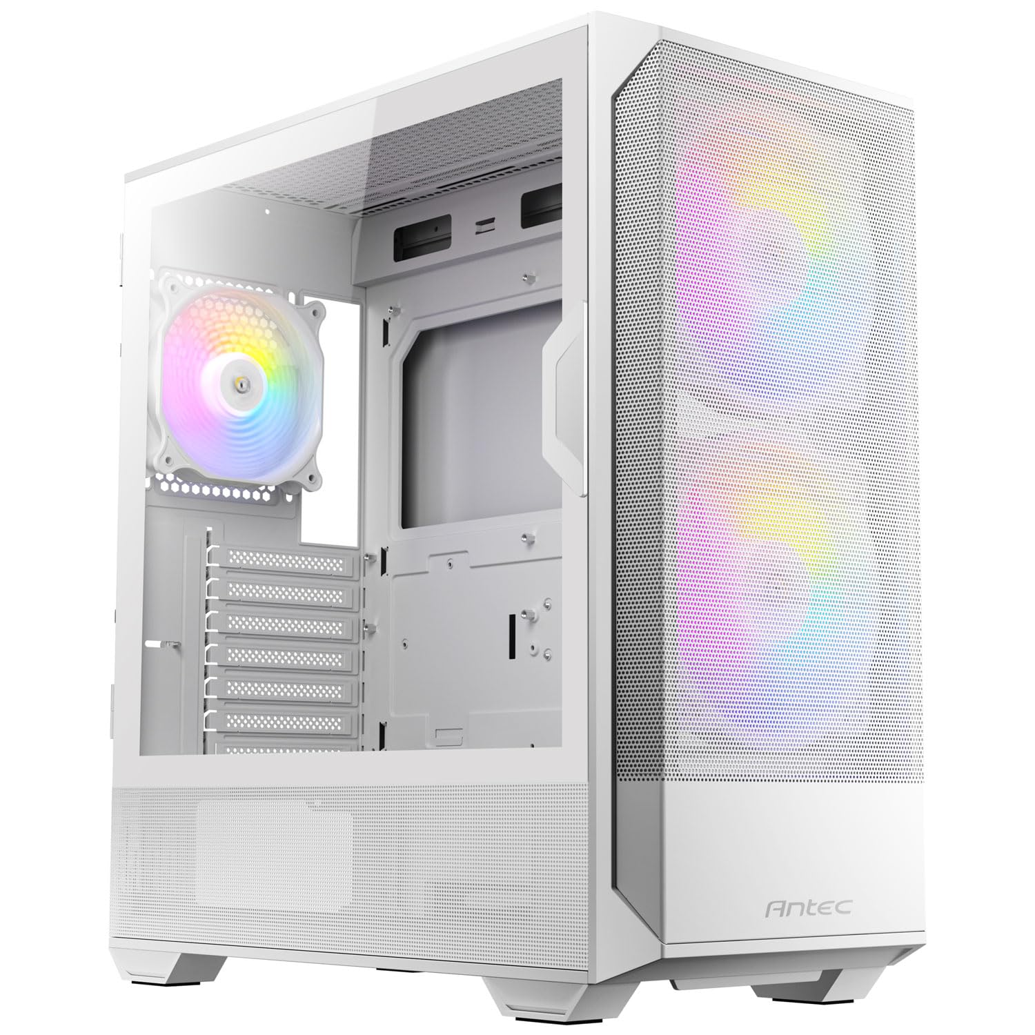 ANTEC NX416L White Mid-Tower ATX Gaming PC Case - High Airflow Mesh Front Panel, Includes 2x160mm & 1x120mm ARGB Fans, USB Type-C Port, Tempered Glass Side Panel, Supports 360mm Radiator & Up to 11 Fans - Perfect for Gaming Rigs & High-Performance PC Builds