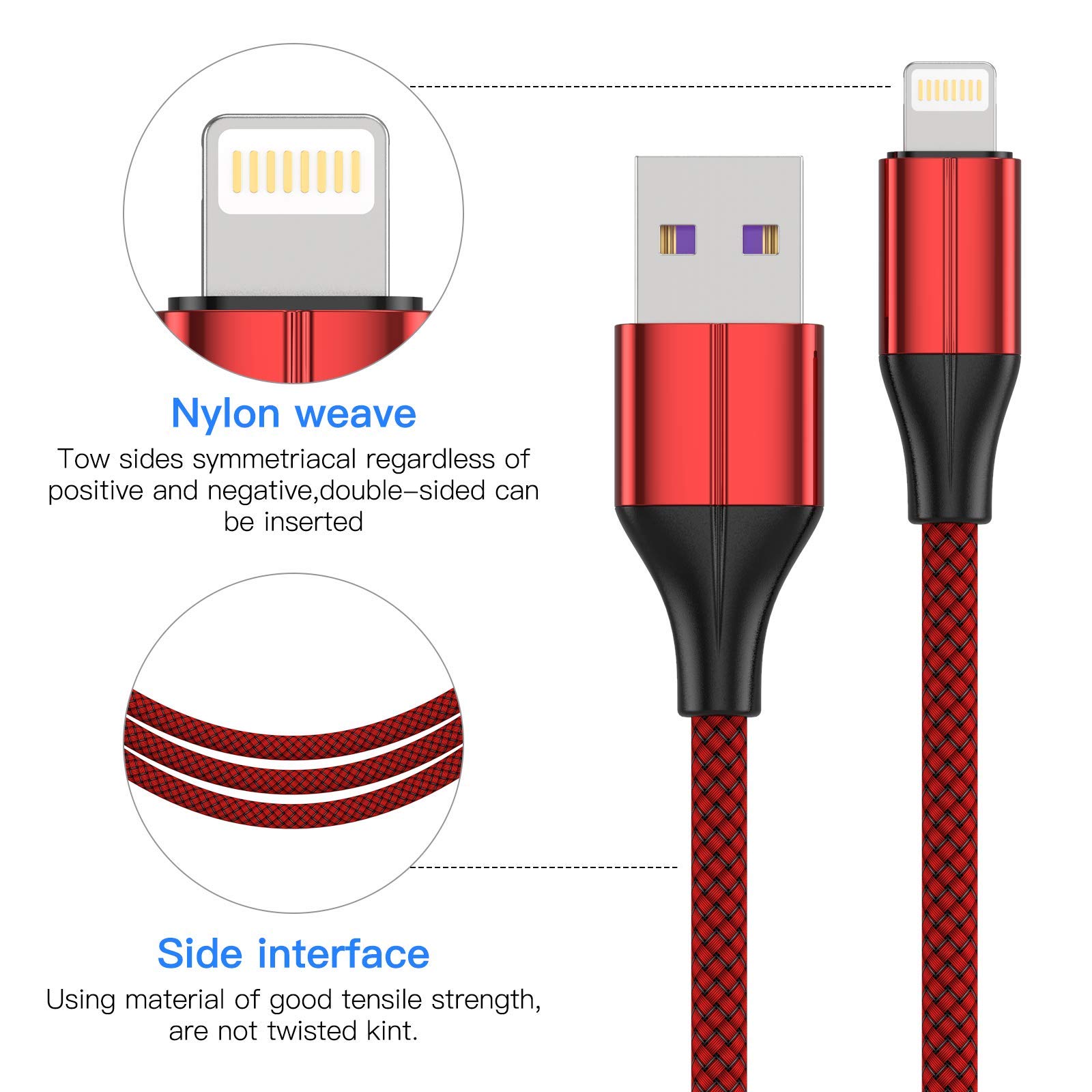 FEEL2NICE MFi Certified iPhone Charger Cable (3 Pack, 3M) - Durable Nylon Braided Lightning Cable, Fast Charging USB Cable for iPhone 13/12/11/X/8/7 - Perfect for Home, Office & Travel Use