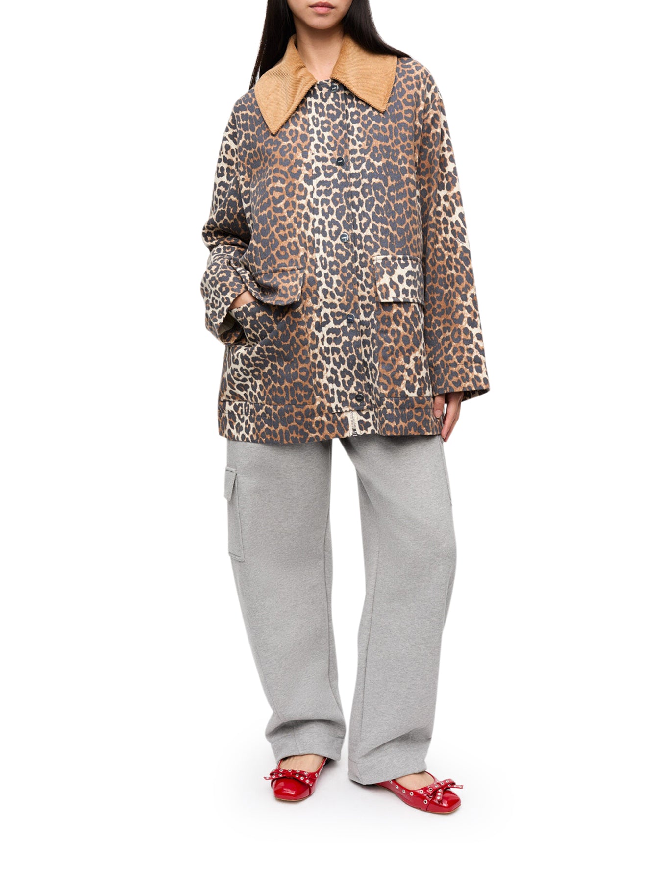 Stylish Printed Canvas Midi Jacket for Women - Trendy Outerwear for Casual & Dressy Occasions
