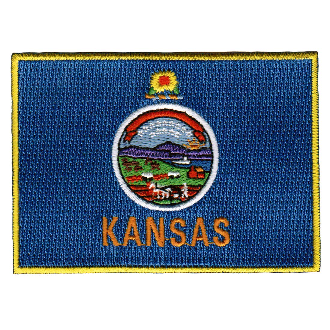 Kansas State Flag Embroidered Patch - Iron-On KS Emblem for Hats, Jackets & Backpacks | Official Kansas Souvenir & DIY Craft Supplies
