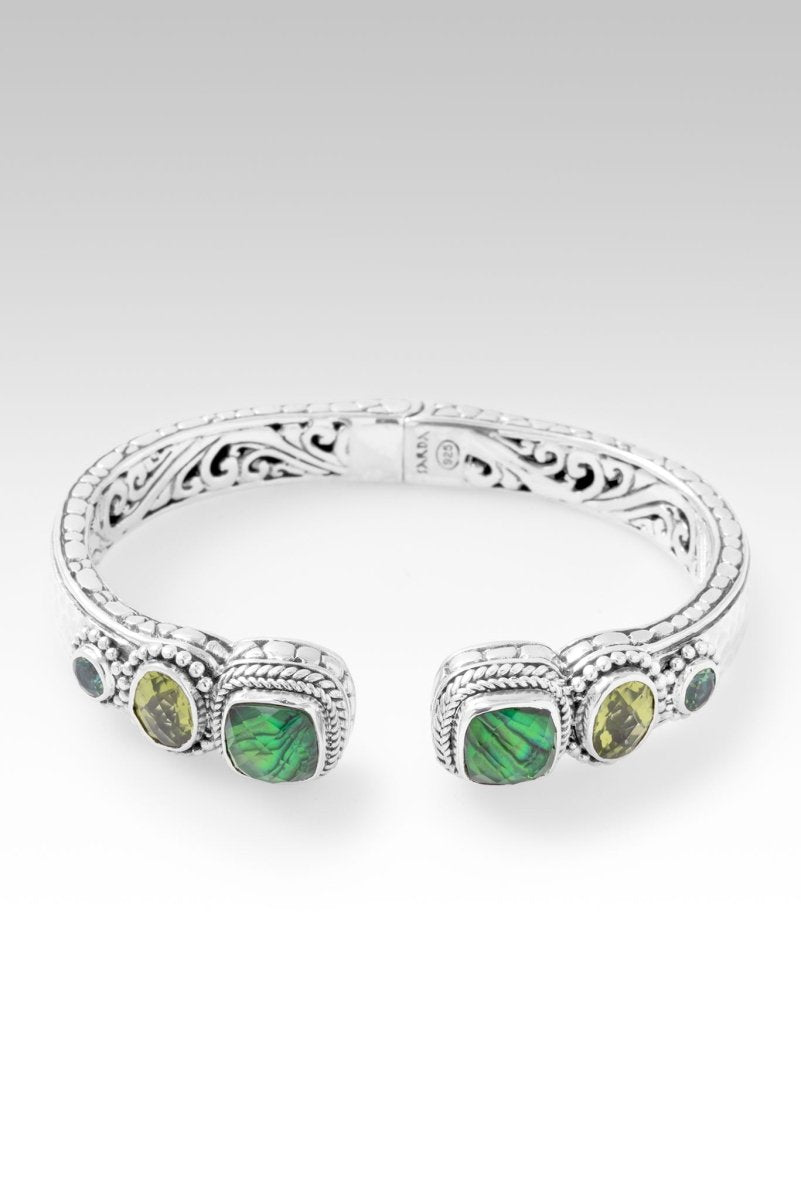 Heaven's Symphony Tip to Tip Bracelet - Emerald Green Abalone, Peridot & Bali Hai Mystic Topaz Jewelry | Elegant Handmade Beaded Bracelet for Women, Perfect for Weddings, Parties & Special Occasions